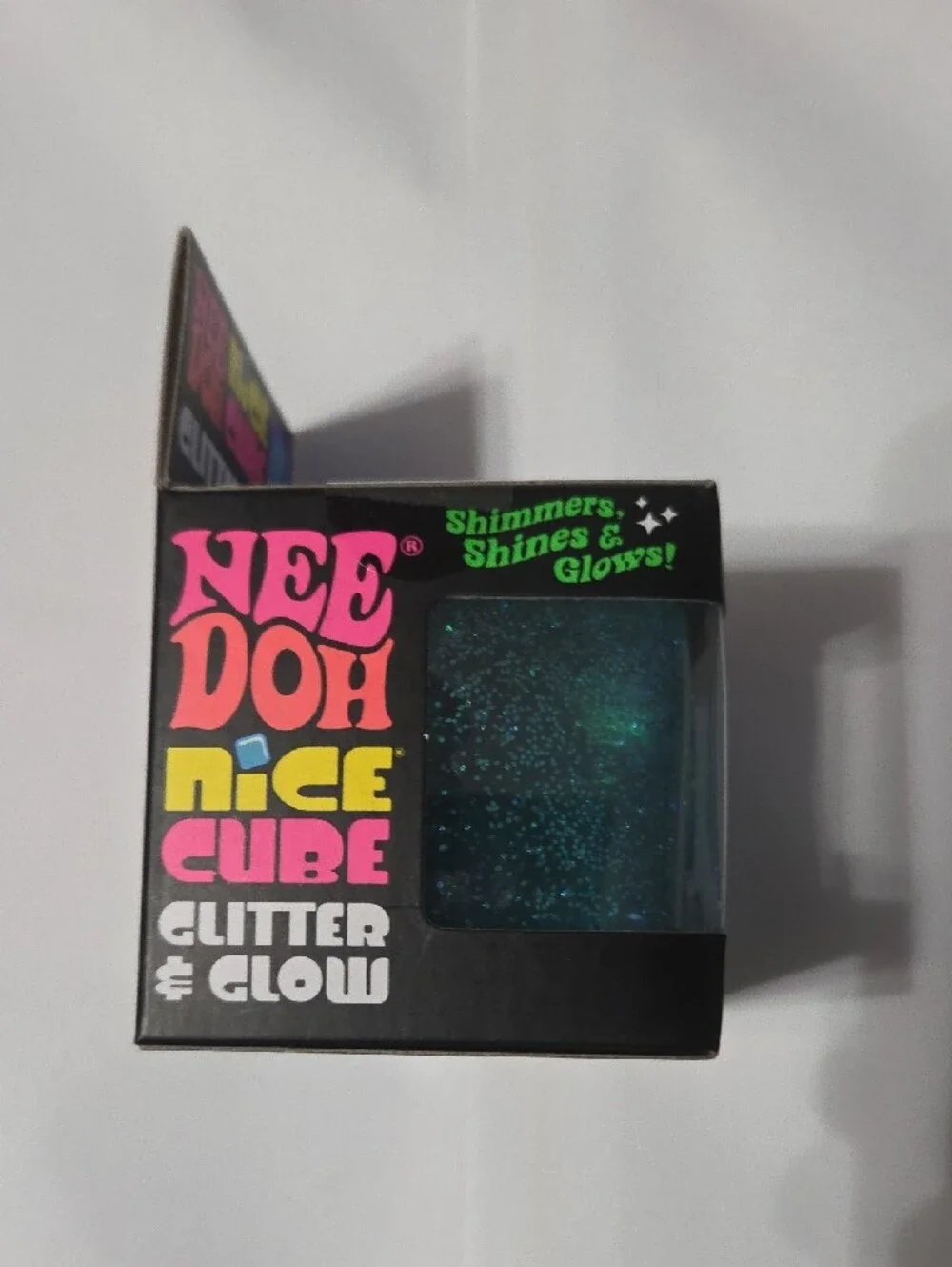 Nice Cube Glitter & Glow Super Solid Squish - Teal Glitter